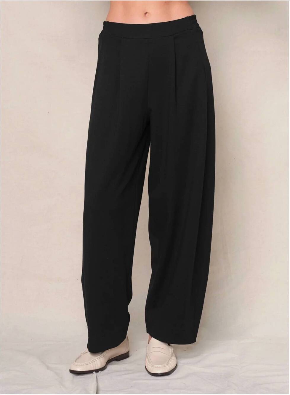 NEW STATESIDE luxe ponte barrel trouser in black